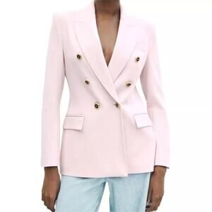 Zara light pink tailored double breasted blazer - XL 7608/548